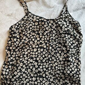 Old Navy Black and White Floral Camisole